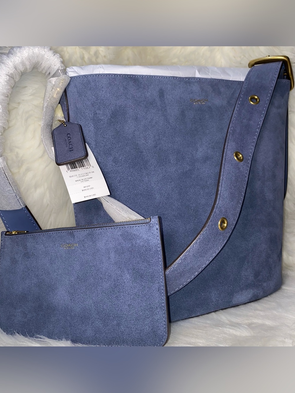 Coach Suede purse New Bleecker Bucket Bag